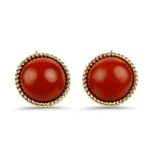 Yellow Gold Coral Dangle Earrings